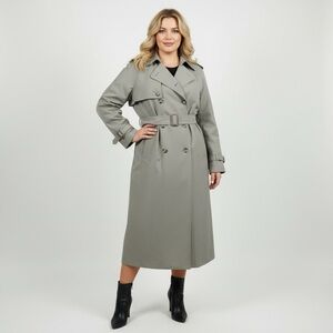 London Fog Women's Classic Trench Coat Double Breasted in Gray size 42R Belted
